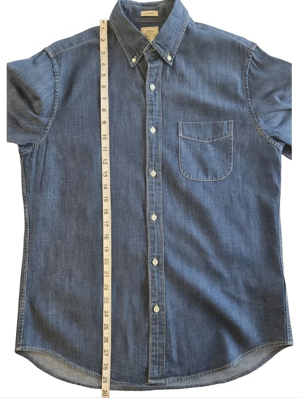 J. Crew Classic Men's Indigo Blue Denim Button-Down Shirt Medium